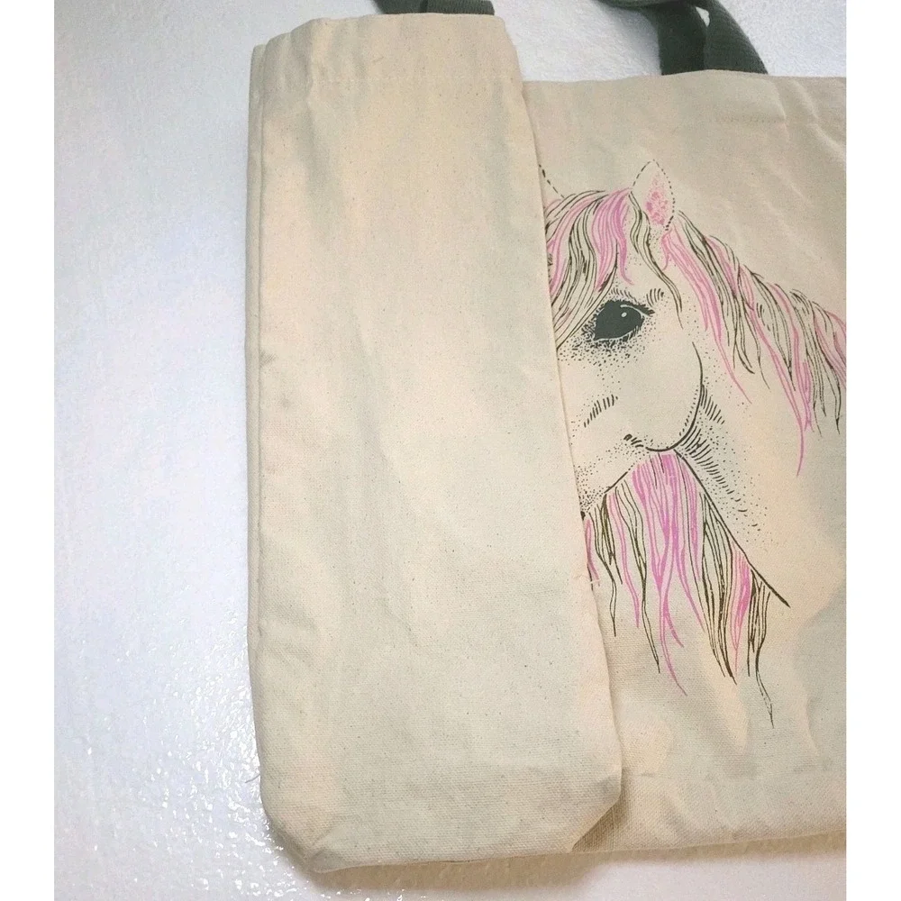 Unicorn Canvas Tote Bag Cotton Shopping Beach Reusable 15x15 Whimsical‎